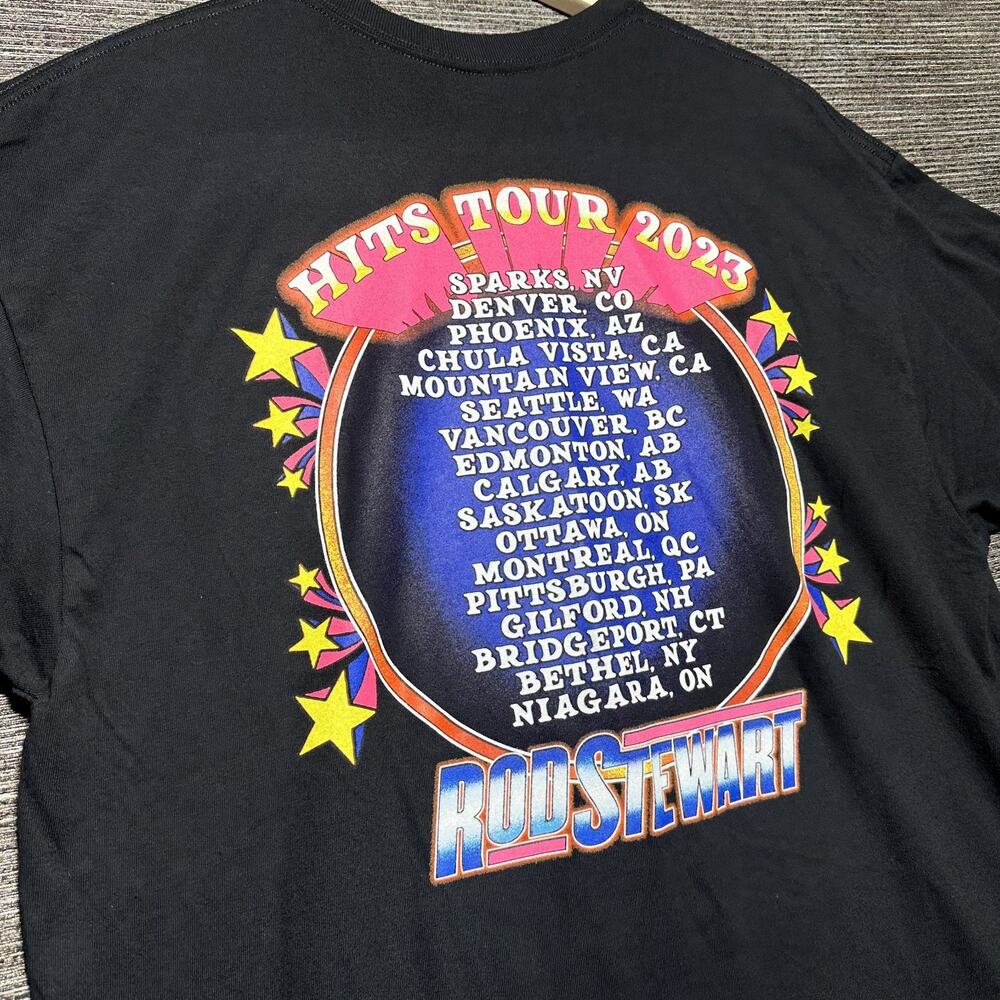 Rod Stewart Shirt Men's XL Black Short Sleeve Hits Tour 2023 - Picture 9 of 10